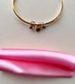 Gold Textured Bangle With Gemstone Charms - Image 6