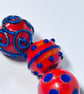 Handmade orange and blue lamp work glass beads - Image 4