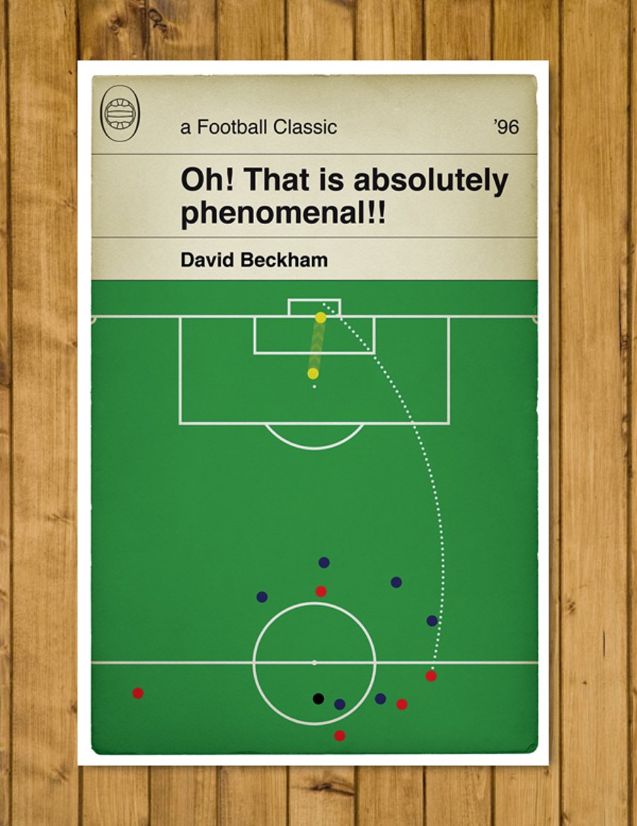 Man Utd Goal v Wimbledon - David Beckham from halfway line - Football Art