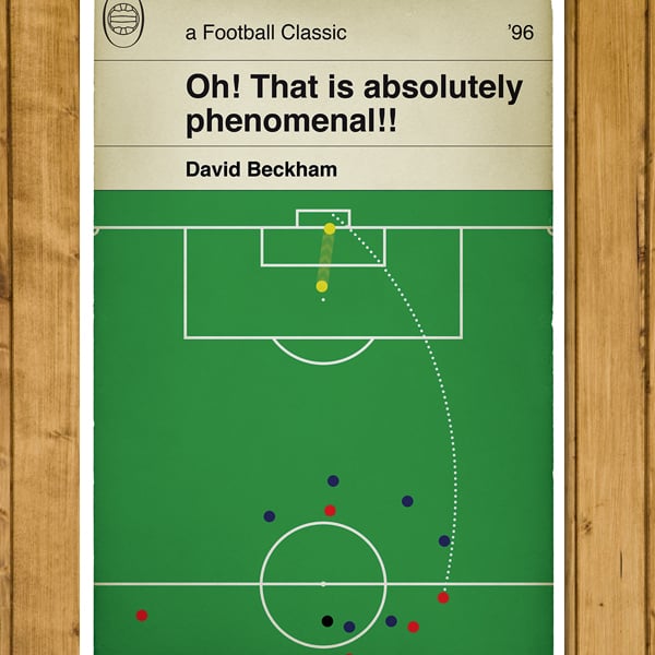Man Utd Goal v Wimbledon - David Beckham from halfway line - Football Art