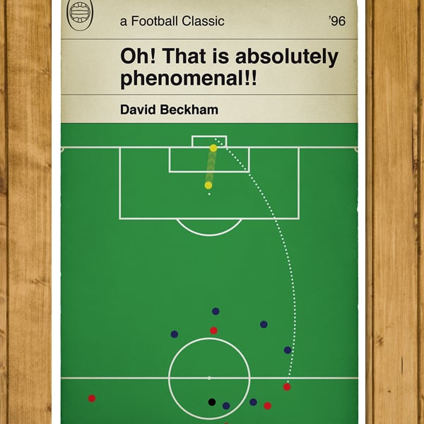 Man Utd Goal v Wimbledon - David Beckham from halfway line - Football Art