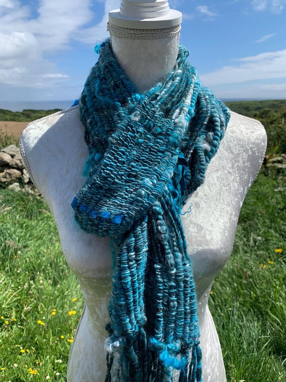 Hand Woven Art Yarn Scarf