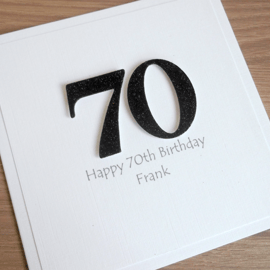 Handmade 70th birthday card - can be personalised with any age and message