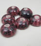 6 Small Gloss Dark Speckled Rose Half-round Ceramic Flower Beads - Image 2