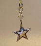 Double star necklace, handmade in pure silver with clear Swarovski crystal bead - Image 2