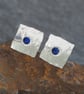 Lapis Lazuli Sterling Silver Stud Earrings, Square Silver Studs