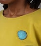 Sea Blue Enamel, Copper and Silver Brooch - Image 1