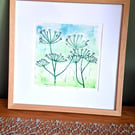 An original linoprint of cow parsley in a summers scene 'Summer Afternoon'