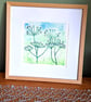 An original linoprint of cow parsley in a summers scene 'Summer Afternoon' - Image 1