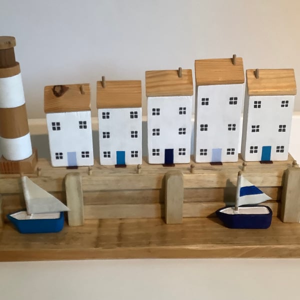 Wooden Harbour Scene Ornament