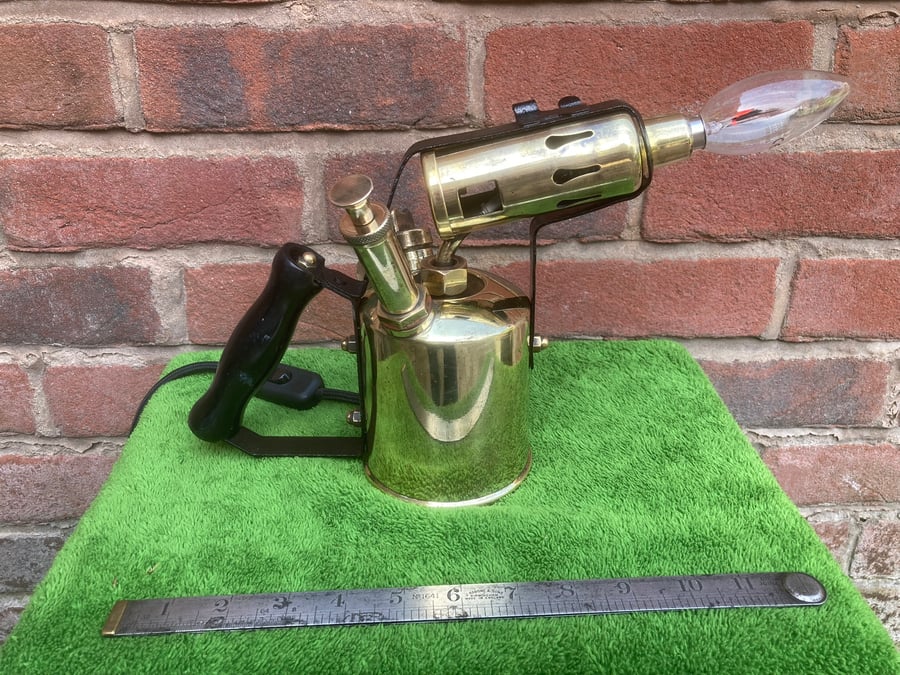 Brass Blowlamp Table Lamp, Upcycled Vintage Blowtorch