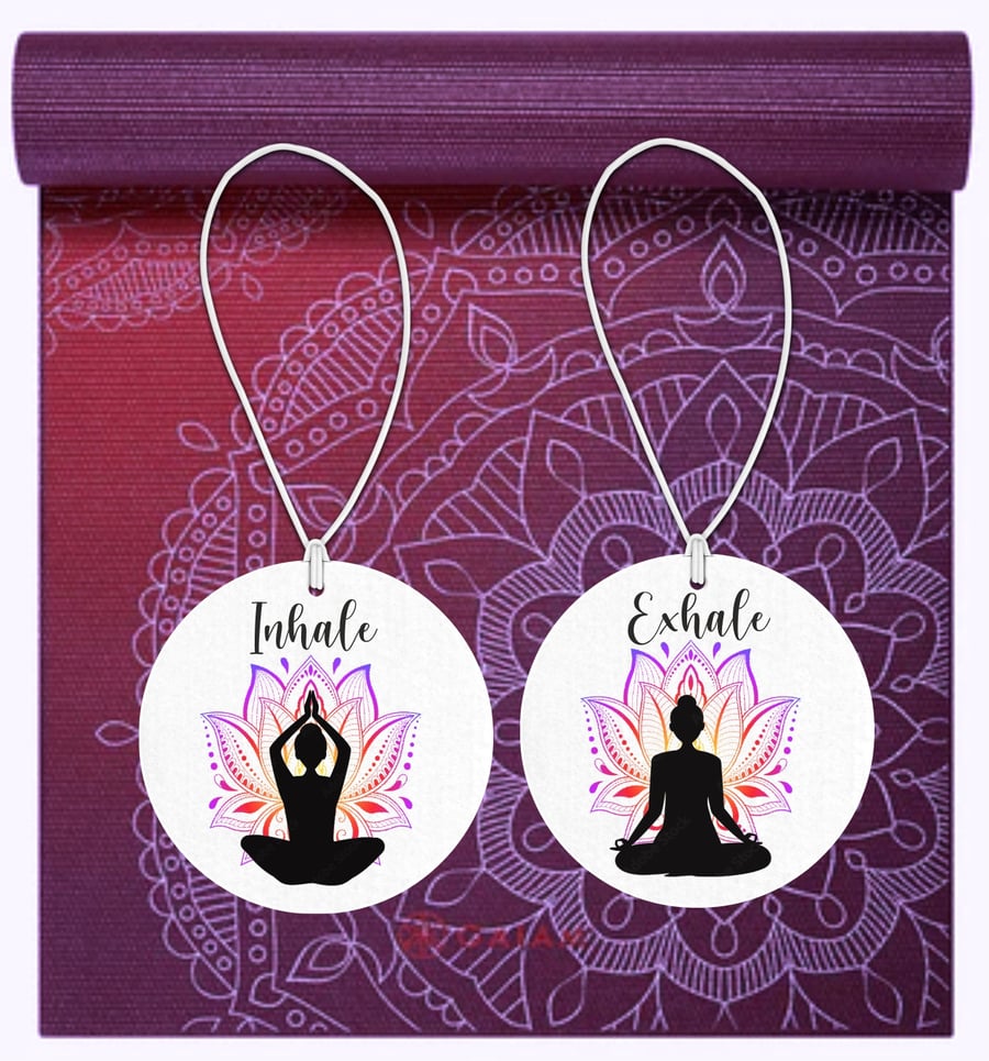 Yoga Air Freshener,, inhale exhale, just breathe, stocking filler, secret santa