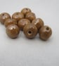 10 Small Grassland Green Brown Glazed Clay Beads - Image 1