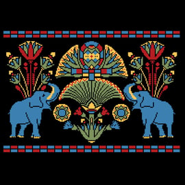 192 - Ethnic Elephants - Symmetric Egyptian-Indian Design - Cross Stitch Pattern