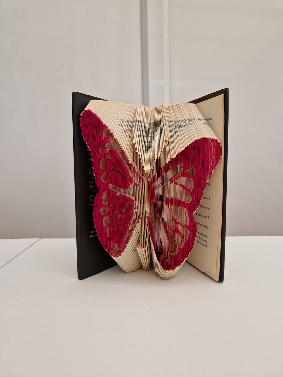 Pink butterfly book art