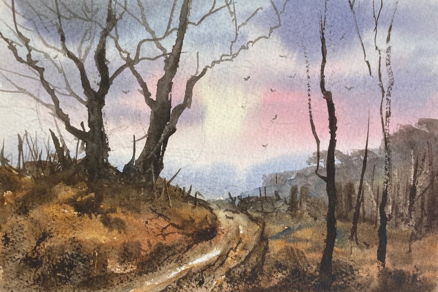 Winter fields (Pure Original Watercolour)
