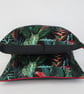 Printed Velvet Jungle  Design  Cushion with Red Pom Poms - Image 8
