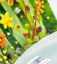 Fused Glass Wavy Panel - Large - Green - Orange - Yellow - Image 8