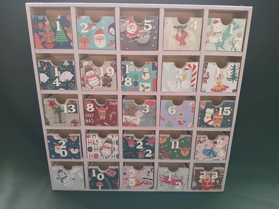 Hand decorated wooden advent calendar 