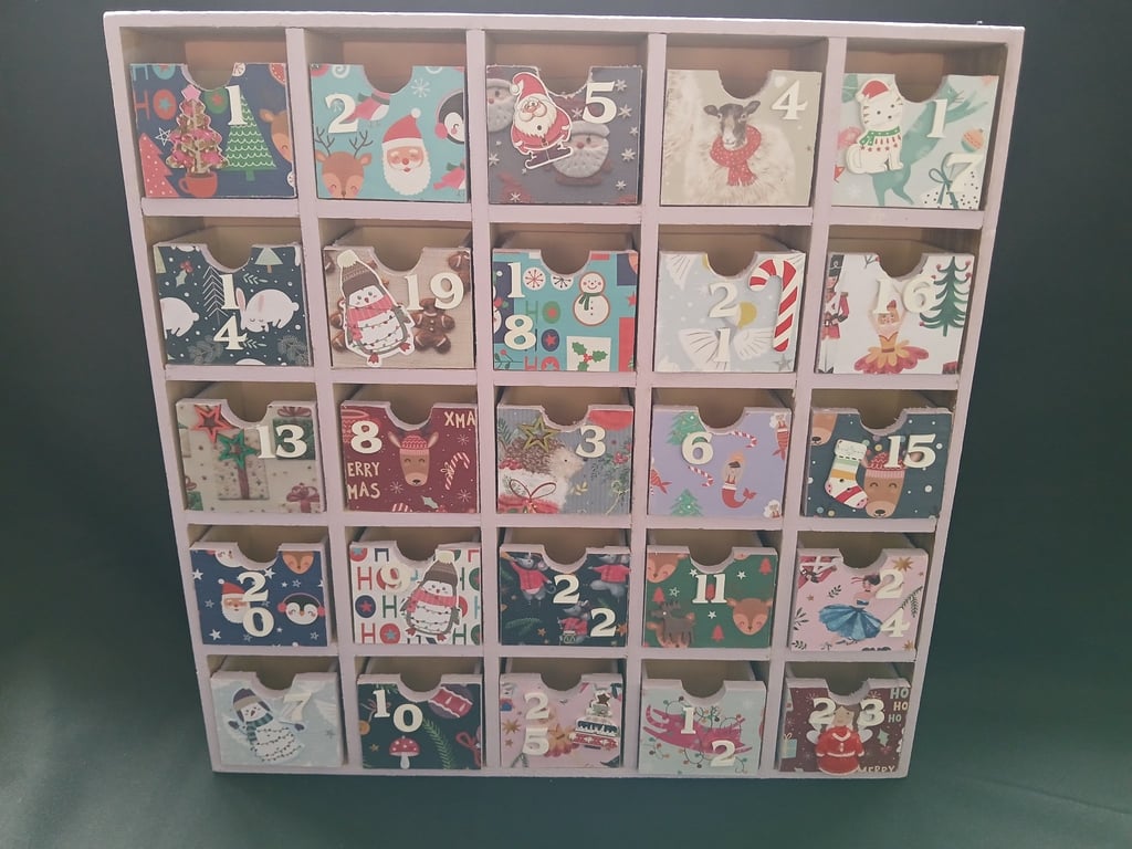 Hand decorated wooden advent calendar 