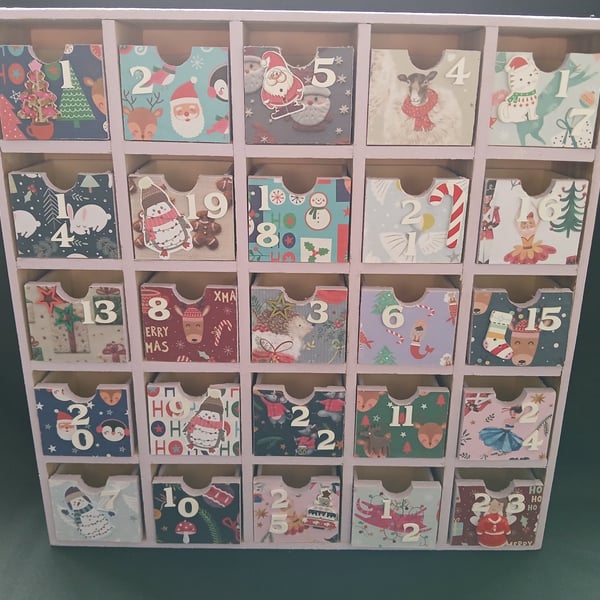 Hand decorated wooden advent calendar 