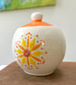 Hand Painted Mandala Ceramic Sugar Bowl, Retro Modern Pottery - Image 2
