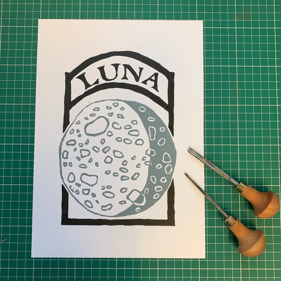 Luna A4 Lino print