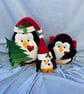 Christmas Ornaments. Display of Family of Penguins. Home Decor. Fleece and Felt. - Image 5