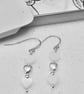 Mother of Pearl and sterling silver Heart dropper earrings