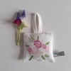 Pink floral lavender bag upcycled from vintage table linen