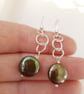 Sterling Silver Coin Pearl Drop Earrings Bronze Toned Cultured Pearl Dangle - Image 2