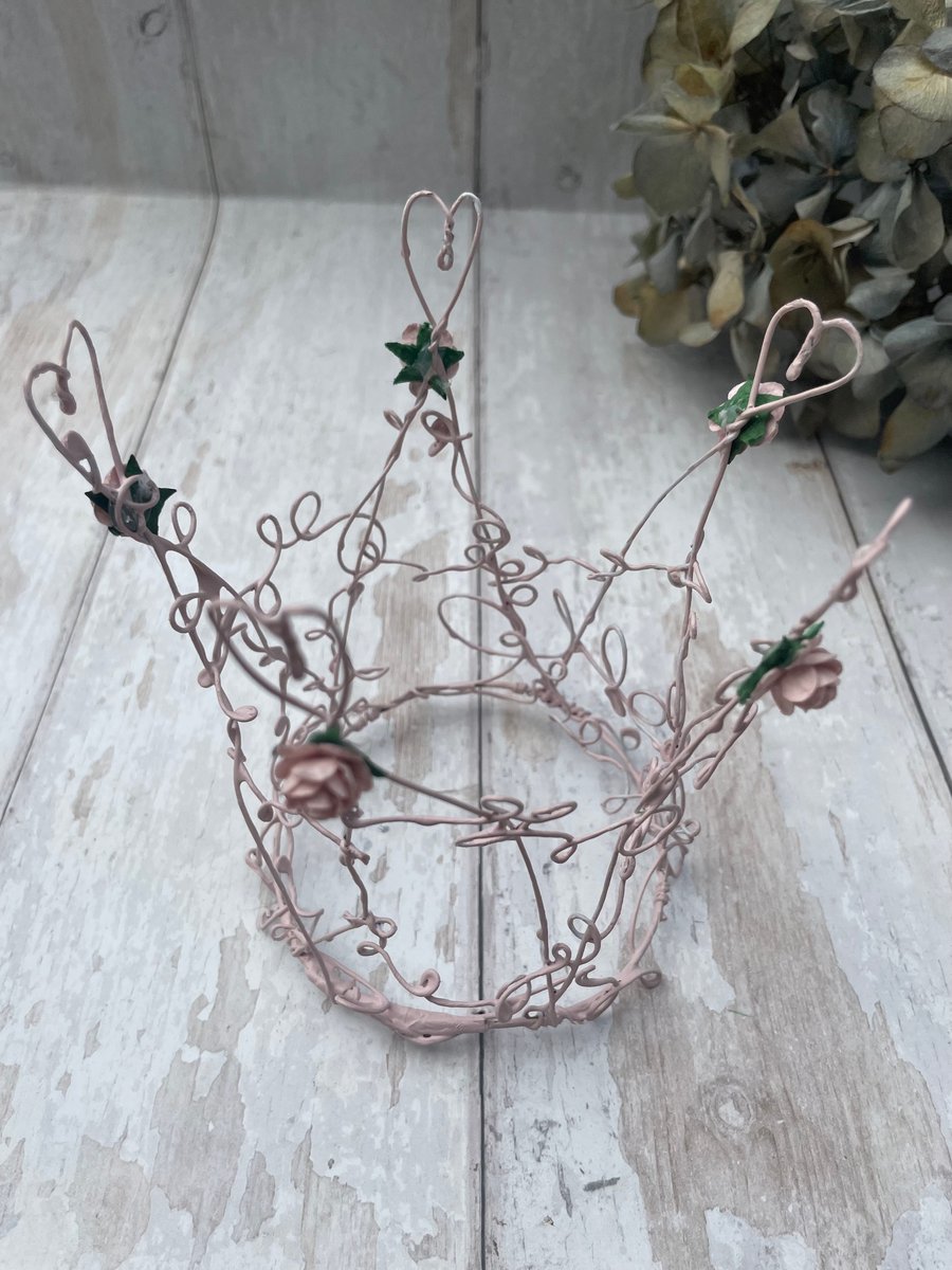 Wire Crown Ornament , Pink Wire work  Crown , Handmade ornament 