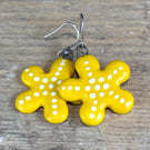 Glazed Ceramic Flowers on Sterling Silver Earring Hook Wires