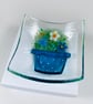 Fused glass flower pot trinket dish  - Image 1