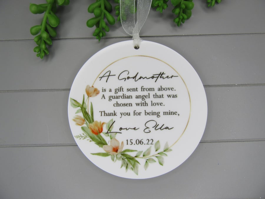 Godmother Thank You Gift Keepsake, Personalised Christening gift. Godparents