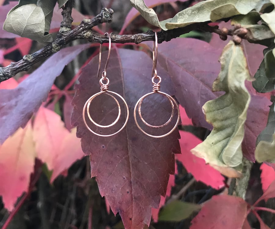 Copper Double Circle Earrings