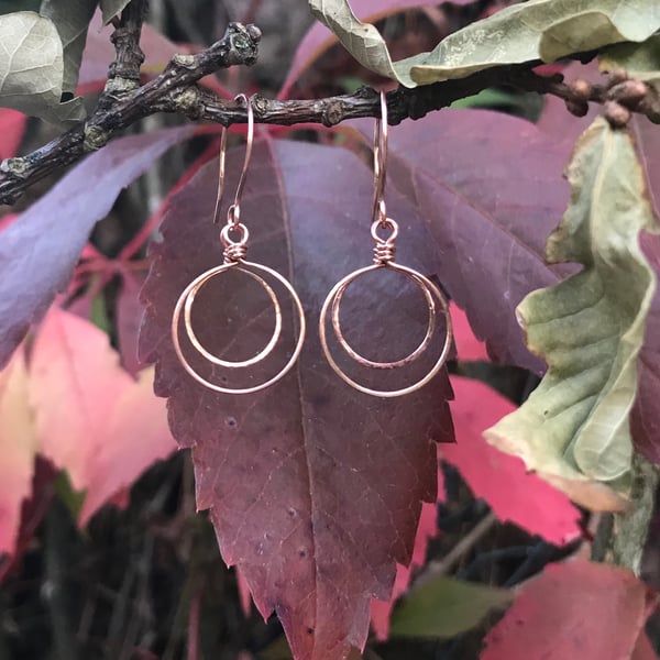 Copper Double Circle Earrings