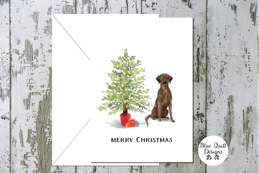 Chocolate Labrador Folded Christmas Cards - pack of 10 - personalised