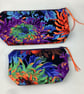 Floral makeup bag, Chrysanthemum zip bag, 2 size options, Handmade - Image 7