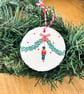 Set of 5 Christmas tree decorations, festive wooden ornaments, baubles or tags - Image 2