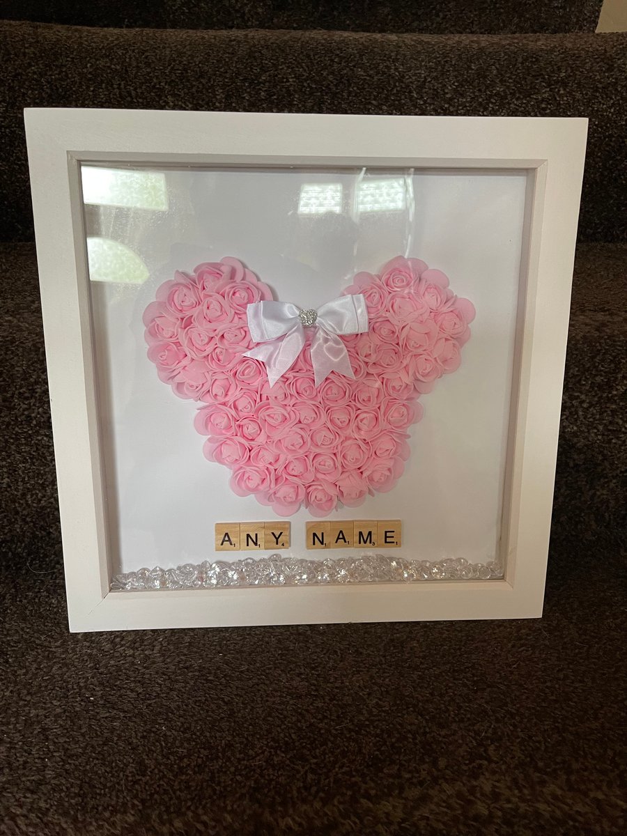 Forever rose head with personalised name in frame 