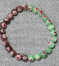 Pale Green and Purple Millefiori Bead Elastic Half and Half Bracelet - Image 4