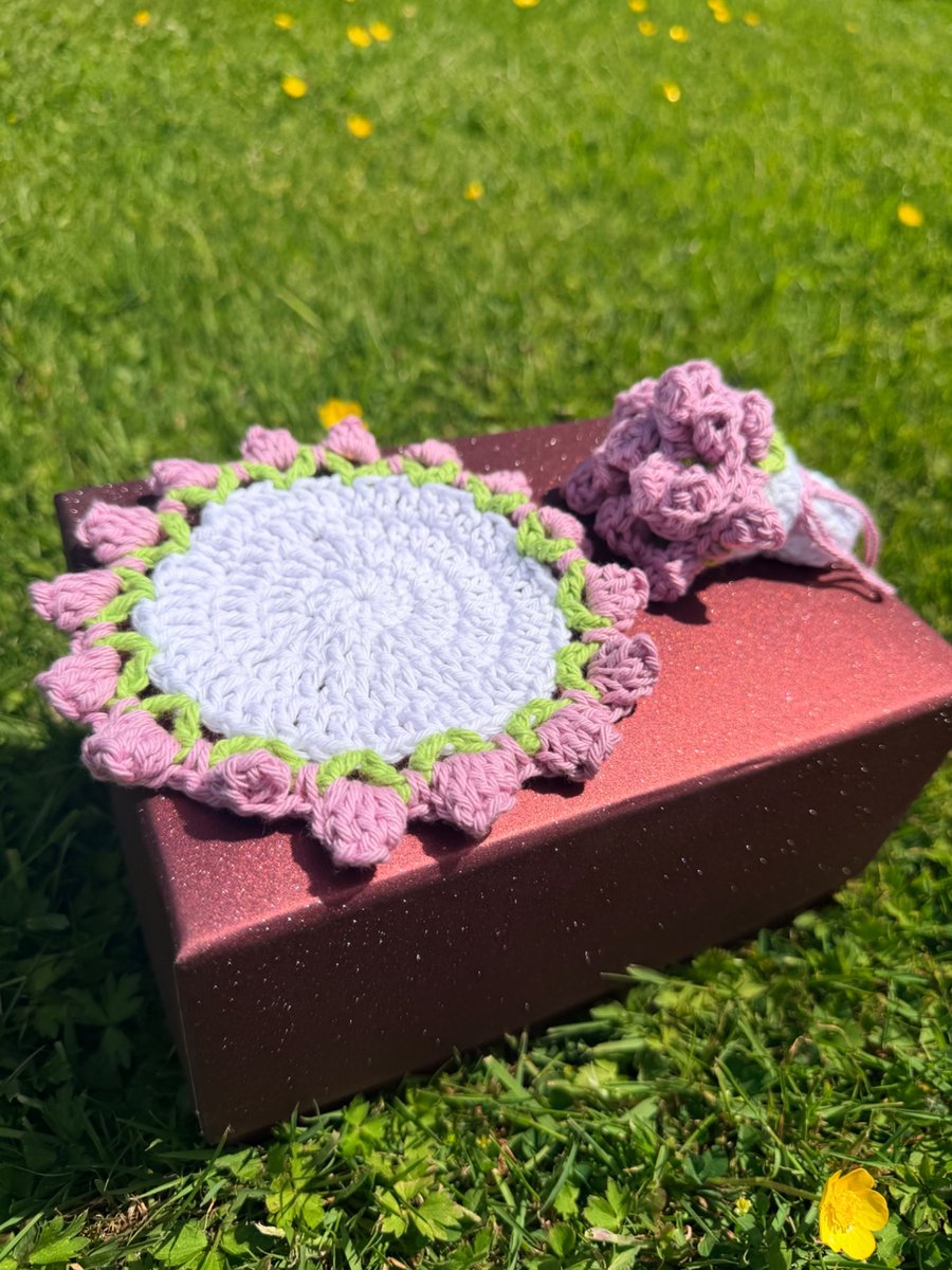 Handmade Floral Crochet Coaster - Cottage Flower Coaster - Custom Wedding Favor