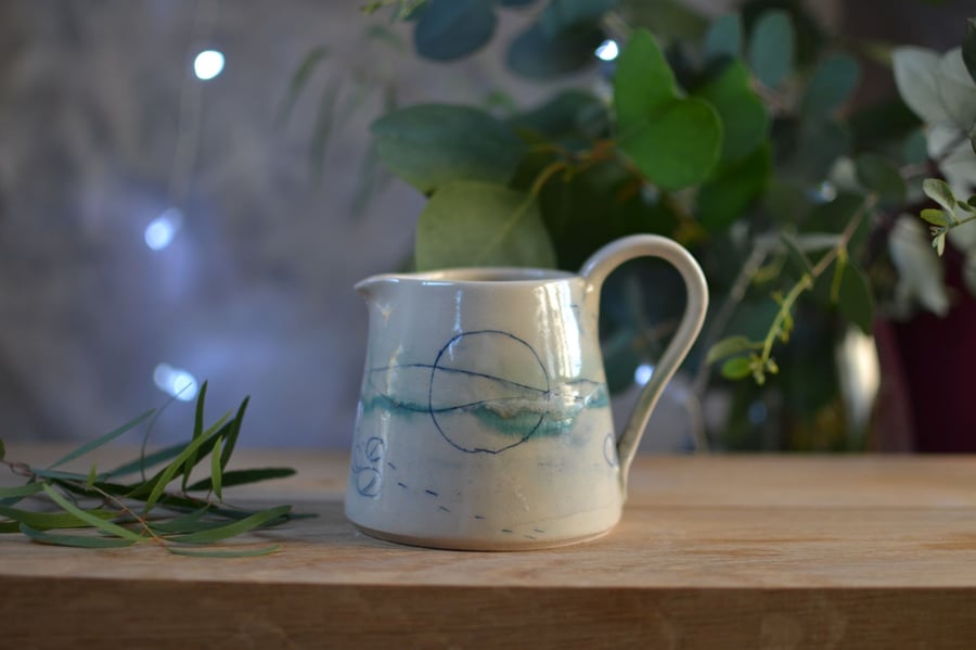 Medium Seascape ceramic jug - glazed in sea tones