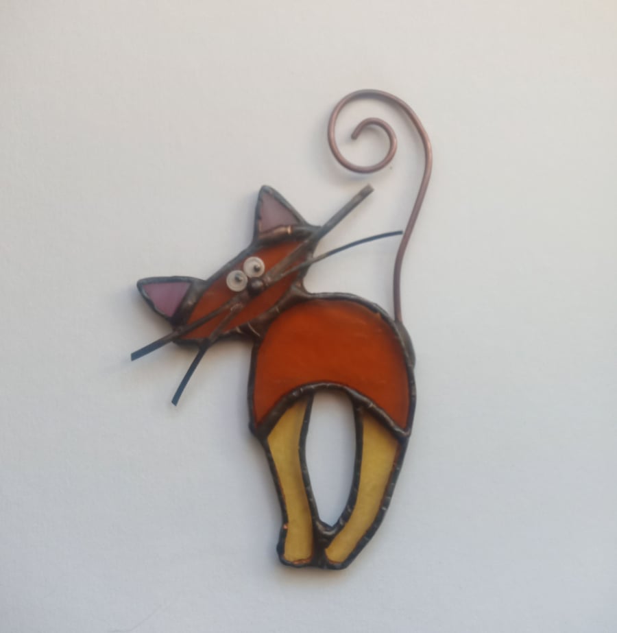 Cute kitty Stained Glass Sun Catcher Hanging Decoration