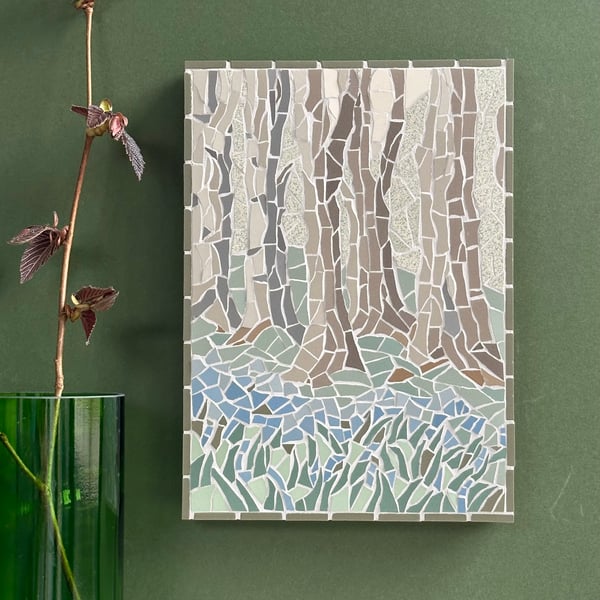 Original Landscape Art - Woodland with Bluebells Mosaic