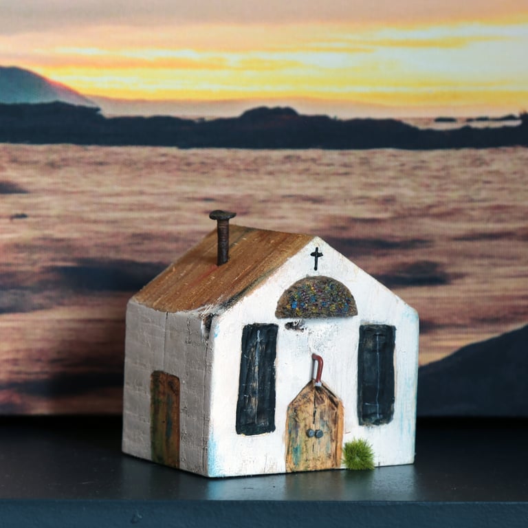 Wonky Driftwood Chapel, Driftwood Art from Scotland Shetland Inspired.