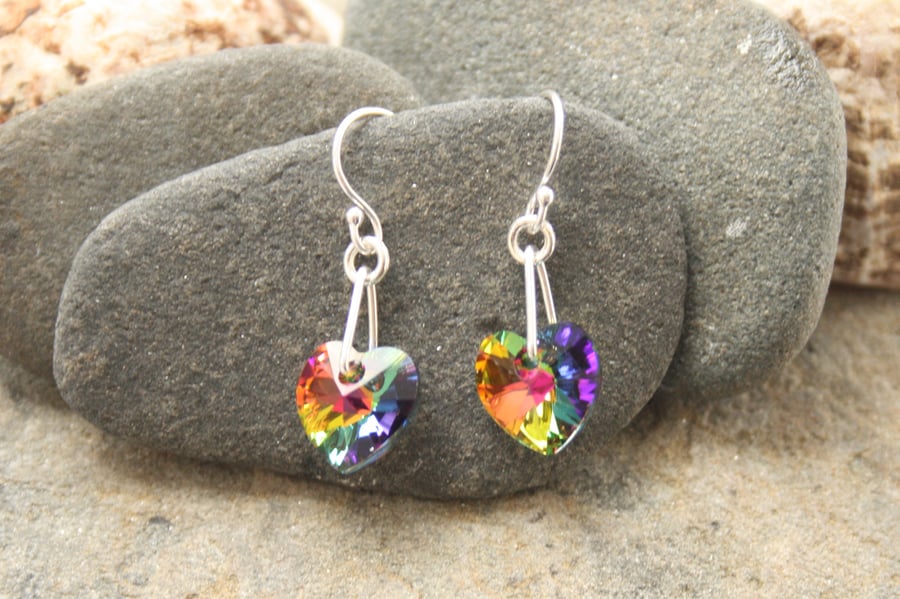 Swarovski crystal earrings, sterling silver earrings, silver earrings