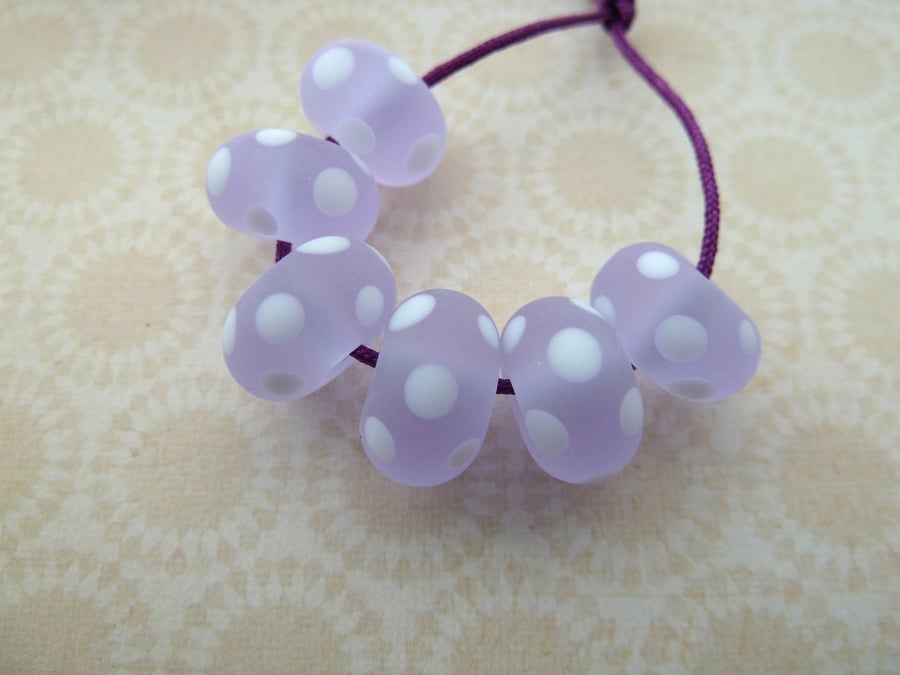 handmade lampwork lilac frosted glass beads
