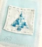 Large Christmas card with modern embroidery winter white and blue abstract tree - Image 2